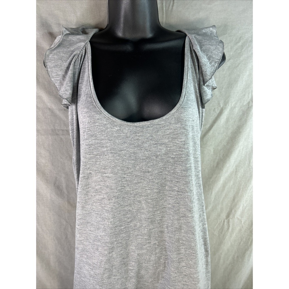 SHEIN Curve Gray Ruffle Hem Tunic‎ Dress | Flutter Sleeve Scoop Neck Mini - Picture 5 of 15